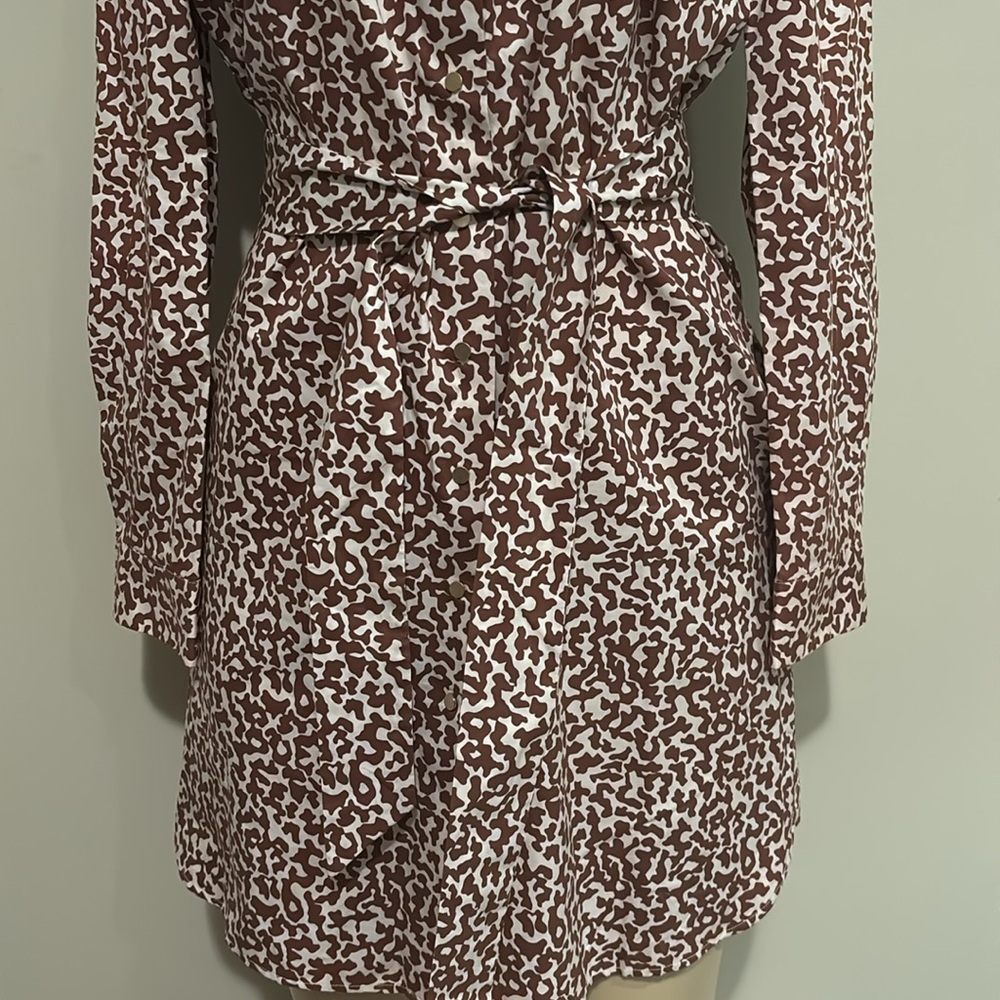 Diane By Diane Von Furstenberg Shirt Dress Abstract Print Brown size 6 - Picture 5 of 9